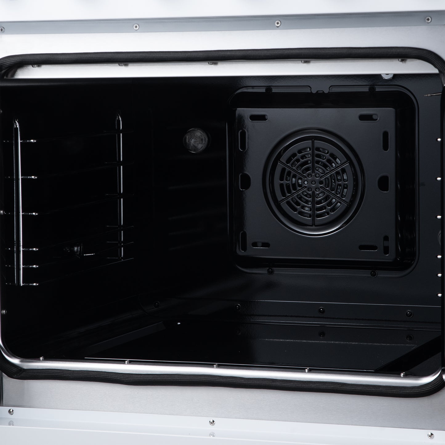 Galiano 30 Inch French Door Electric range, 4 radiant burners, 4.32 cf. True Convection oven, Air fryer kit, White - Forno Appliances