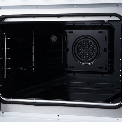 Galiano 30 Inch French Door Electric range, 4 radiant burners, 4.32 cf. True Convection oven, Air fryer kit, White - Forno Appliances