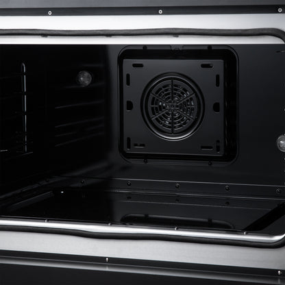 Galiano 36 Inch French Door Electric range, 5 radiant burners, 5.36 cf. True Convection oven, Air fryer kit, Black - Forno Appliances