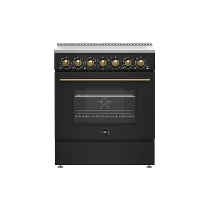Cocina eléctrica independiente Forno Paolo de 30 pulgadas, color negro, 4.38 pies cúbicos, horno de convección real, eficiencia energética