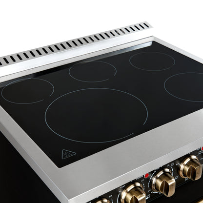 Cocina eléctrica independiente Forno Paolo de 30 pulgadas, color negro, 4.38 pies cúbicos, horno de convección real, eficiencia energética