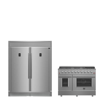 Conjunto de cocina premium de 2 piezas FORNO: cocina de gas Galiano de 48", refrigerador de dos puertas verticales de 60" - FBDL-005-01CAUS