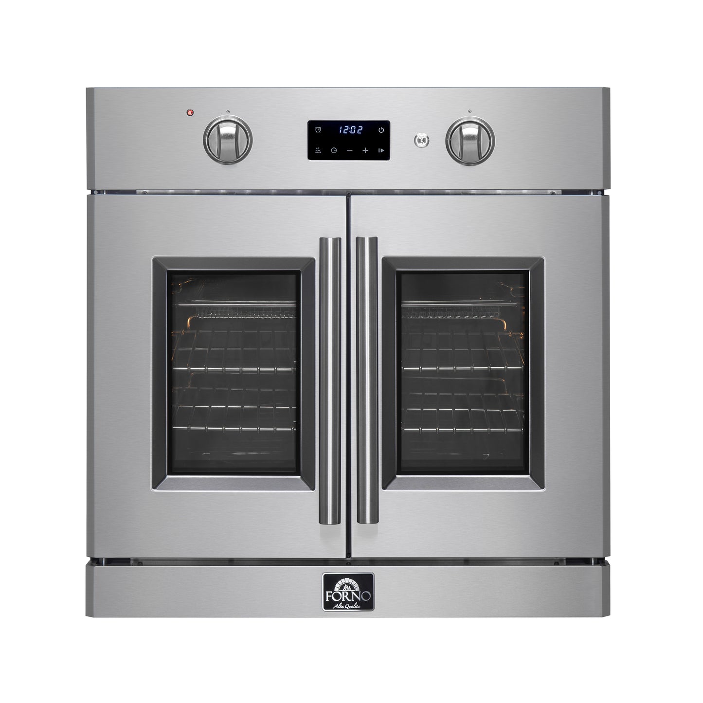 Horno eléctrico de pared Forno Asti de 30 pulgadas con puerta francesa en acero inoxidable, 3.68 pies cúbicos, convección real, 3600 W, freidora de aire, sous vide, autolimpieza