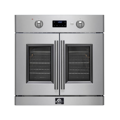 Horno eléctrico de pared Forno Asti de 30 pulgadas con puerta francesa en acero inoxidable, 3.68 pies cúbicos, convección real, 3600 W, freidora de aire, sous vide, autolimpieza