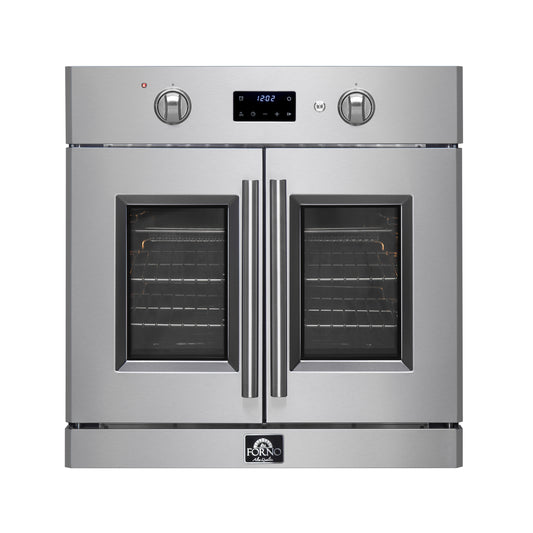 Horno eléctrico de pared Forno Asti de 30 pulgadas con puerta francesa en acero inoxidable, 3.68 pies cúbicos, convección real, 3600 W, freidora de aire, sous vide, autolimpieza
