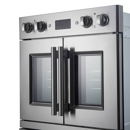 Horno de pared eléctrico doble Forno Asti de 30 pulgadas con puertas francesas superiores en acero inoxidable, 7.36 pies cúbicos, doble convección real, 7200 W, freidora de aire, sous vide, autolimpieza