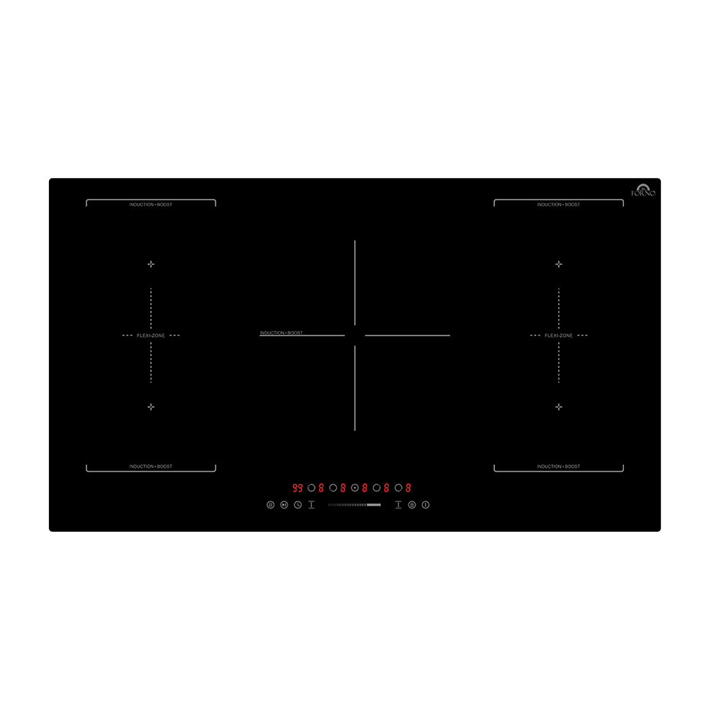 Placa de inducción Forno Ornonzo de 36 pulgadas, 5 zonas, 2 zonas flexibles, 10 200 W de potencia total, control táctil, 9 niveles de potencia