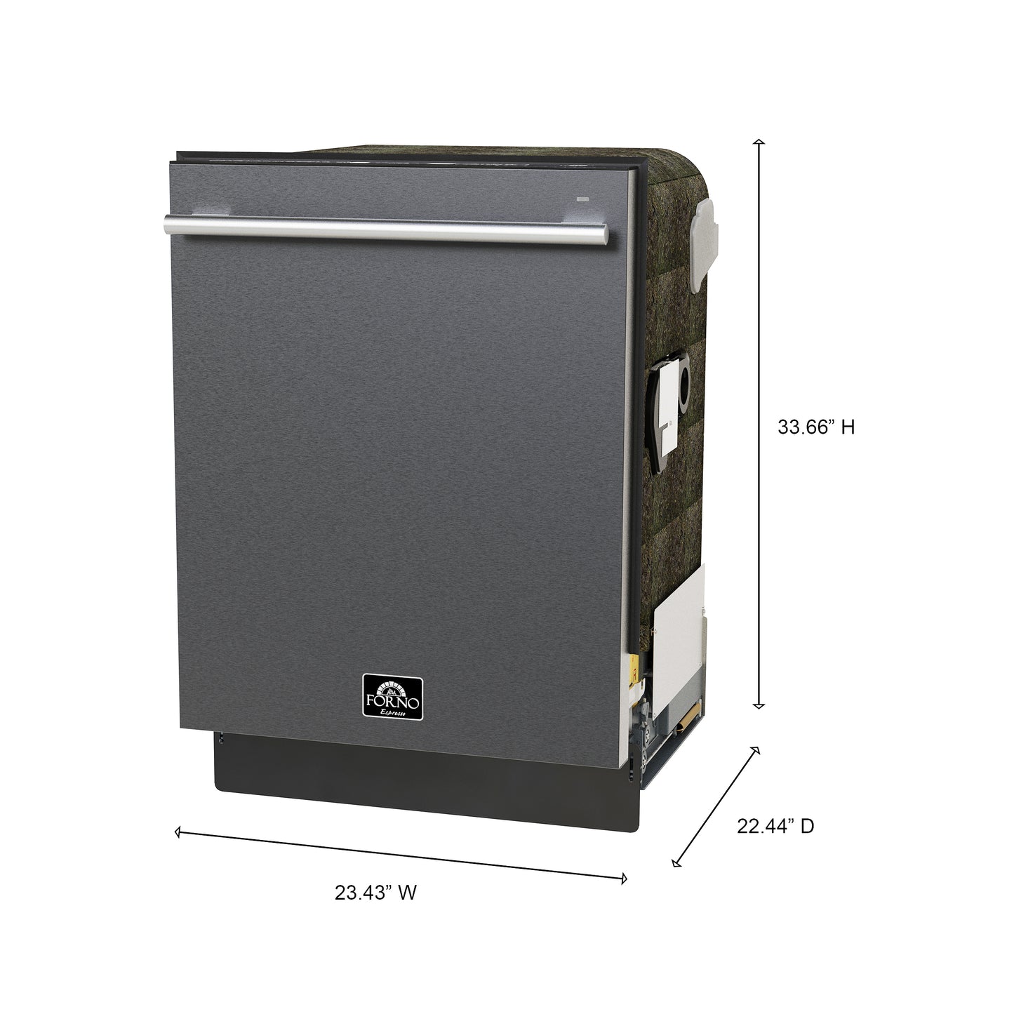 Lavavajillas empotrado Forno Romano Espresso de 24 pulgadas, acabado negro, tina de acero inoxidable, 49 dBA, certificación Energy Star