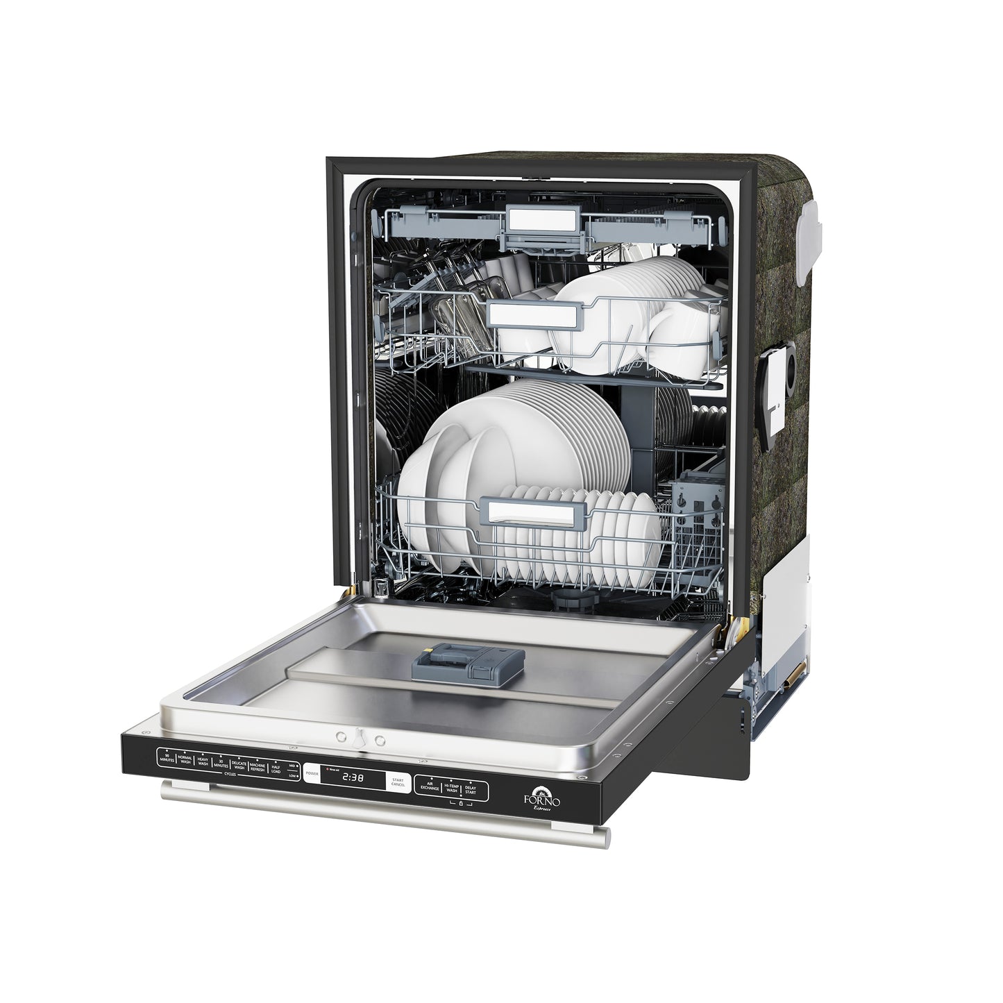 Lavavajillas empotrado Forno Romano Espresso de 24 pulgadas, acabado negro, tina de acero inoxidable, 49 dBA, certificación Energy Star