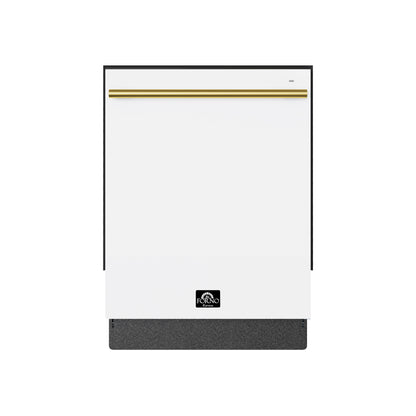 Lavavajillas empotrado Forno Romano Espresso de 24 pulgadas, acabado blanco, tina de acero inoxidable, 49 dBA, certificación Energy Star