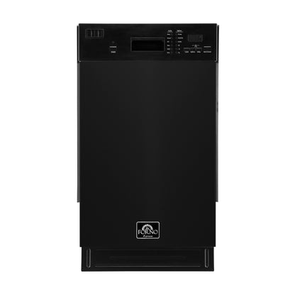 Lave-vaisselle encastrable noir Forno Polo de 18 pouces, 8 couverts, certifié ENERGY STAR, 52 dBA