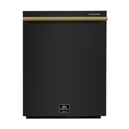 Ensemble de cuisine premium 4 pièces FORNO : cuisinière Leonardo Espresso noire de 30 po, hotte noire de 30 po, réfrigérateur congélateur inférieur noir de 31 po, lave-vaisselle encastrable noir de 24 po - FBDL-006-02CA