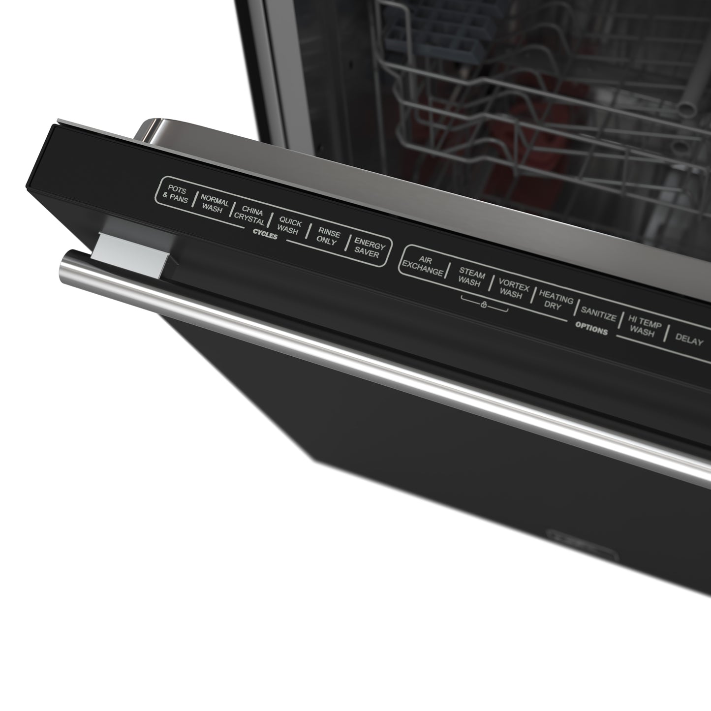 Lavavajillas Forno Pozzo de 24 pulgadas, empotrado, de tina alta, con control superior, color negro, 49 dBA, con sensor de suciedad, certificación ENERGY STAR