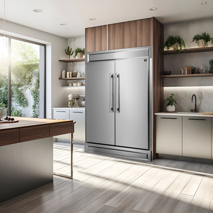 Ensemble de cuisine haut de gamme FORNO 2 pièces : cuisinière bi-énergie Galiano en acier inoxydable de 48 po, fours Forno Maderno de 28 po de large avec garniture décorative – FBDL-017-03CAUS