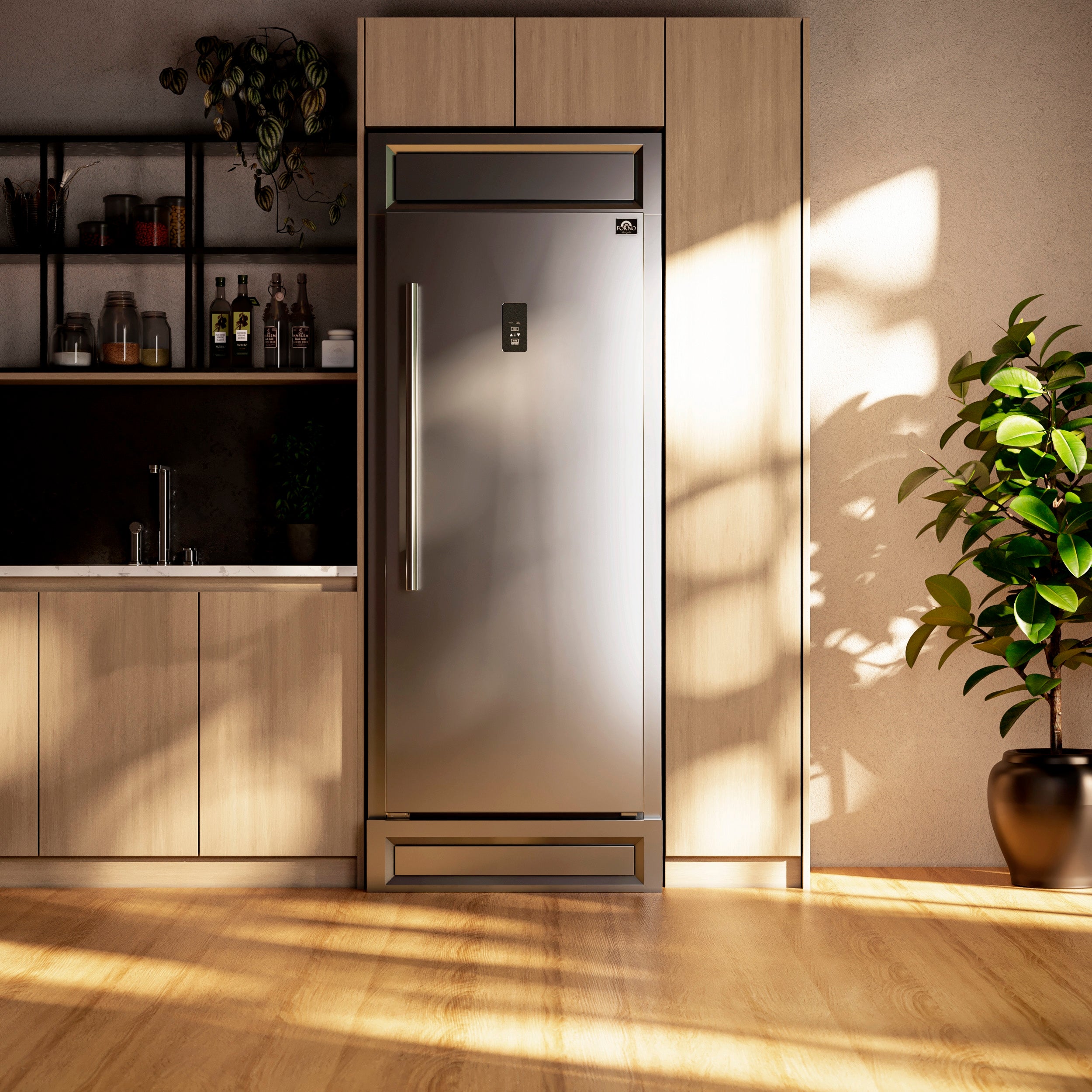 Forno Fortezza 32 Inch Right-Swing Convertible Refrigerator/Freezer with Trim Kit, Stainless Steel, Total No Frost - Forno Appliances