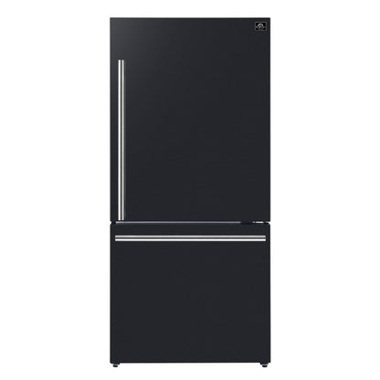 Refrigerador Forno Milano Espresso de 31 pulgadas con congelador inferior, color negro, capacidad de 17.2 pies cúbicos, de bajo consumo