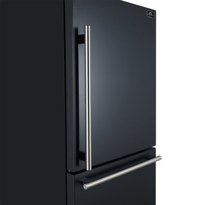 Refrigerador Forno Milano Espresso de 31 pulgadas con congelador inferior, color negro, capacidad de 17.2 pies cúbicos, de bajo consumo