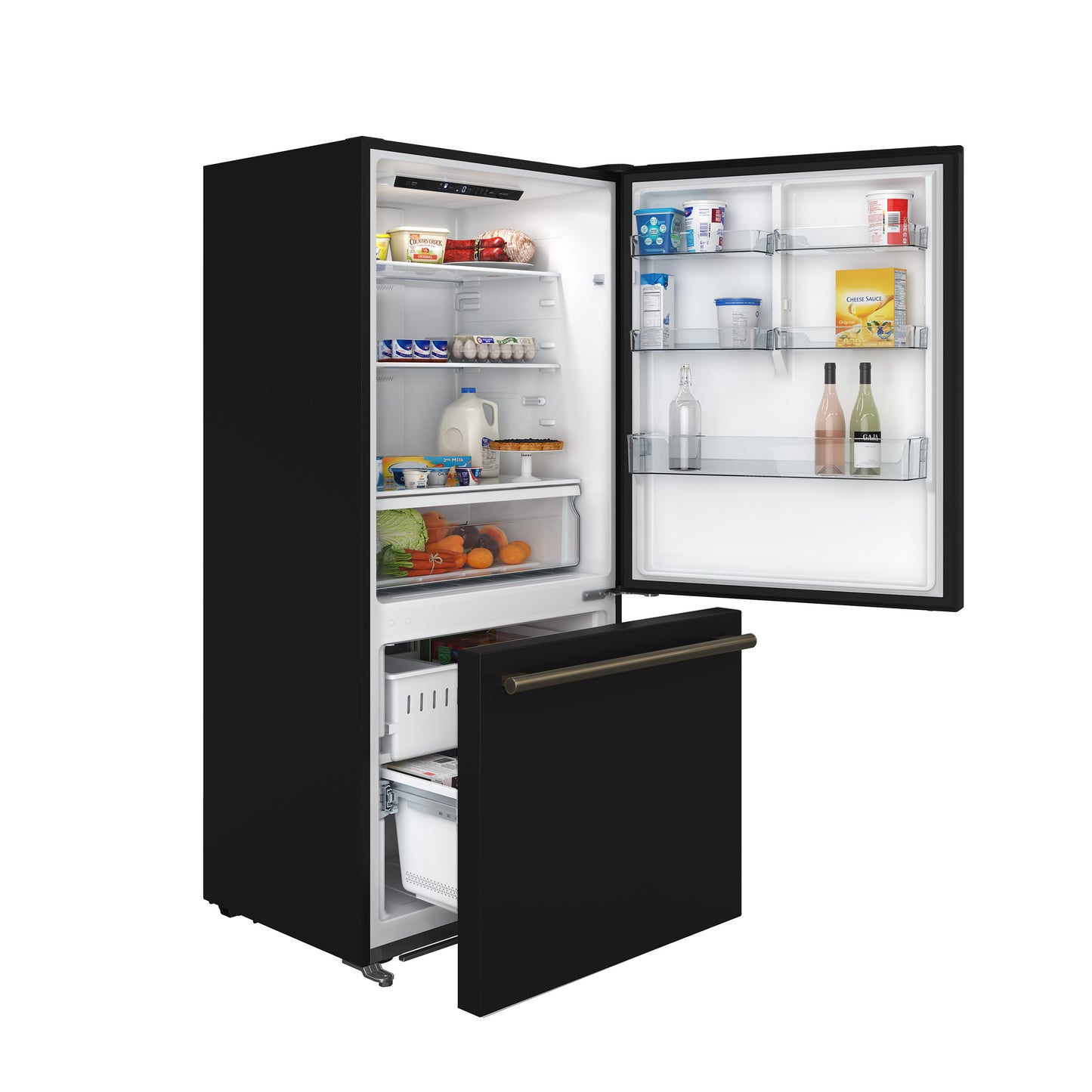 Refrigerador Forno Milano Espresso de 31 pulgadas con congelador inferior, color negro, capacidad de 17.2 pies cúbicos, de bajo consumo