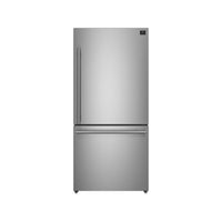 Réfrigérateur Forno Milano Espresso 31 pouces à congélateur inférieur, acier inoxydable, 17,2 cu.ft Capacité, porte à ouverture à droite, écoénergétique