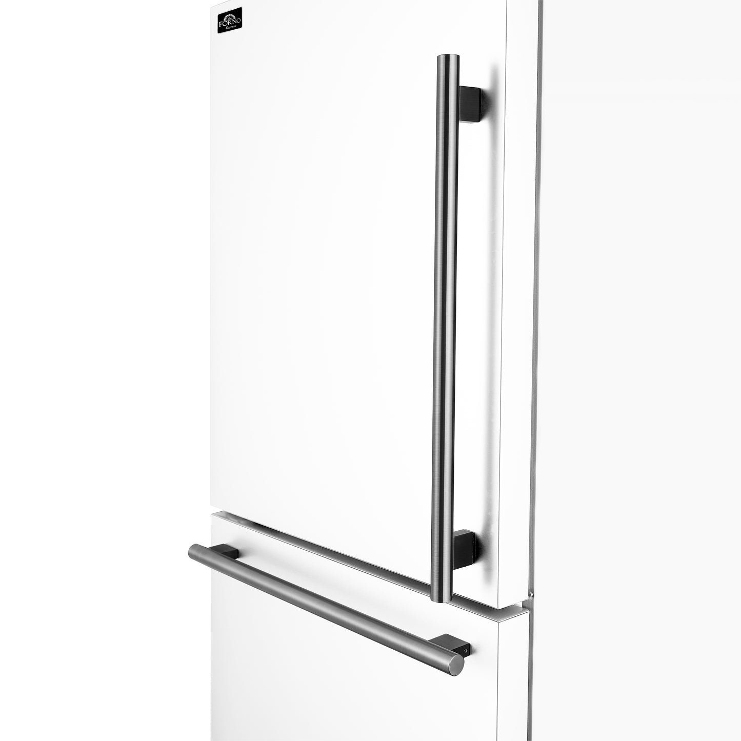 Forno Milano Espresso 31-Inch White Bottom Freezer Refrigerator, 17.2 Cu. Ft., Energy-Efficient, No Frost, Built-In Ice Maker