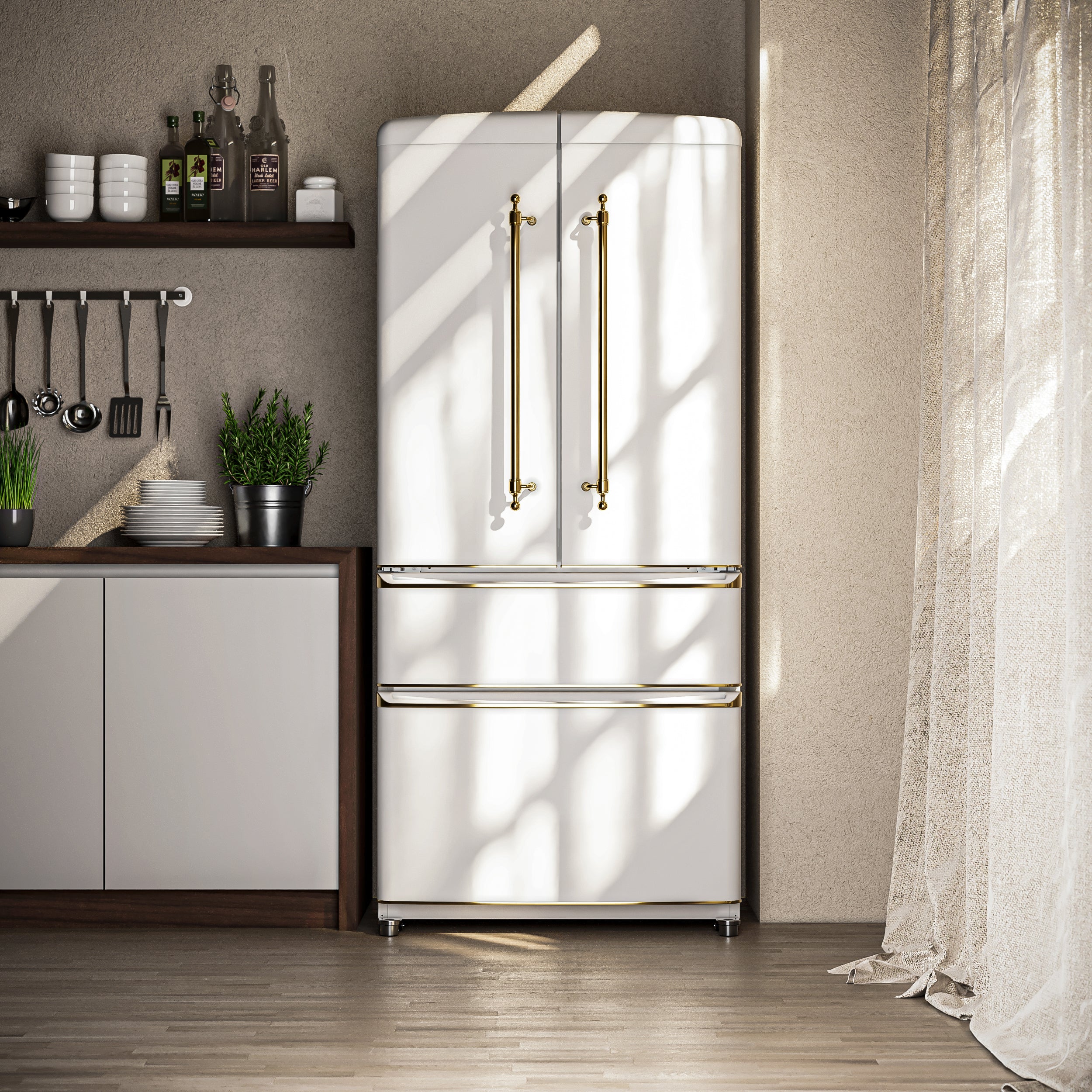 Forno Luigi 33-Inch French Door Refrigerator, 18 cu.ft, White