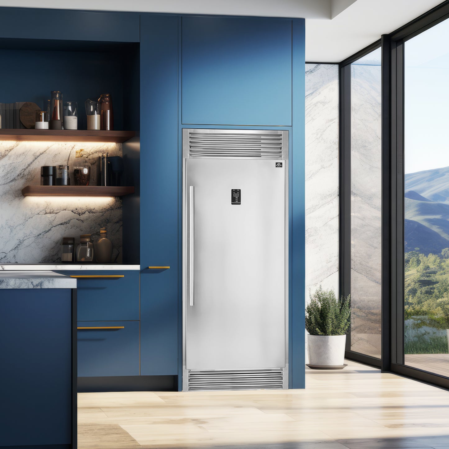 Refrigerador vertical convertible Forno Rizzuto de 28 pulgadas, 32 pulgadas de ancho, apertura a la derecha, parrilla decorativa, certificación ENERGY STAR