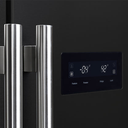 Réfrigérateur côte à côte Forno Salerno Espresso noir de 33 pouces, 15,6 pi³, écoénergétique, sans givre, design moderne