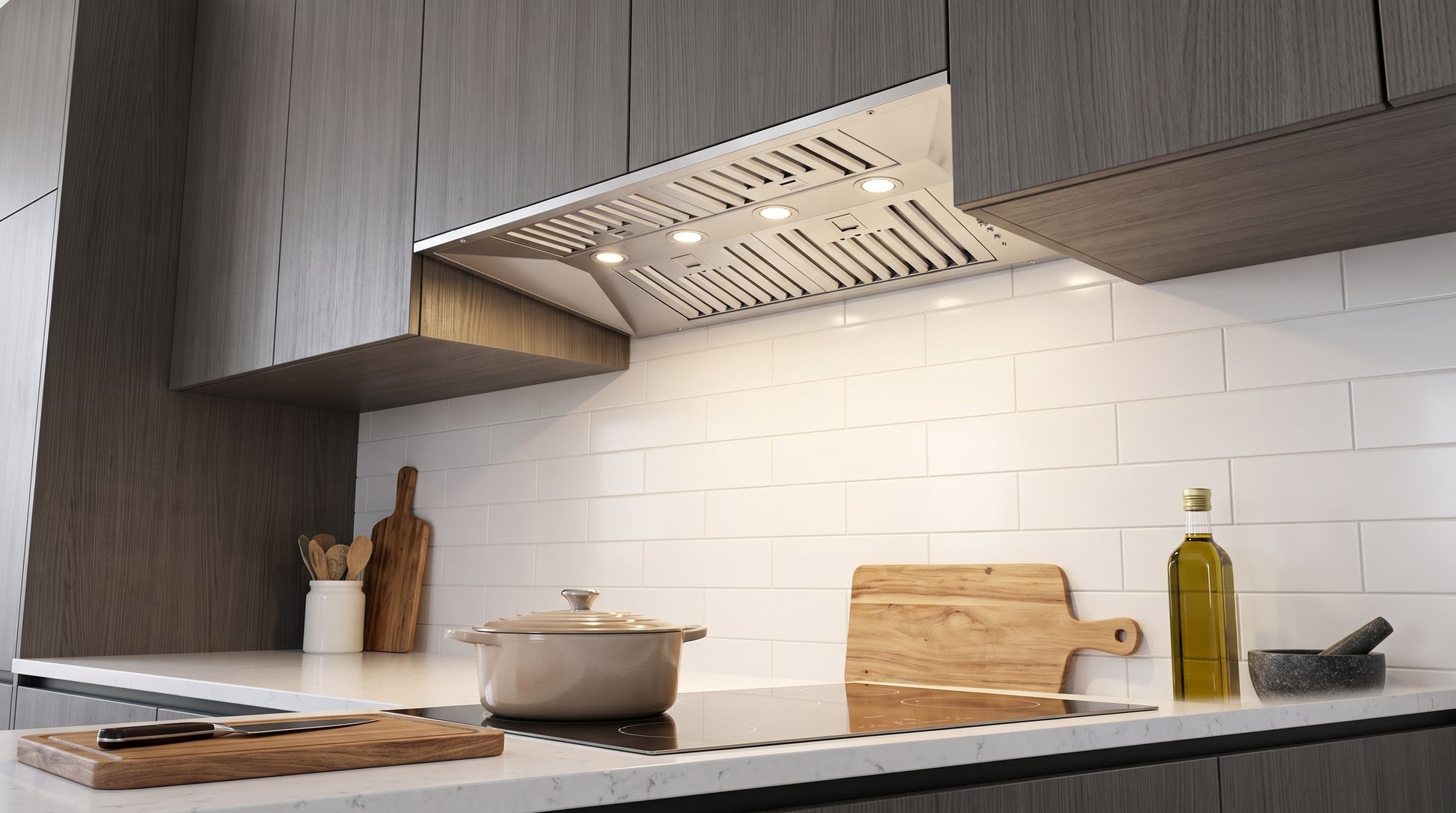 Forno Altilia 36-Inch Insert Range Hood, Stainless Steel, LED Lighting, Baffle Filters - Forno Appliances