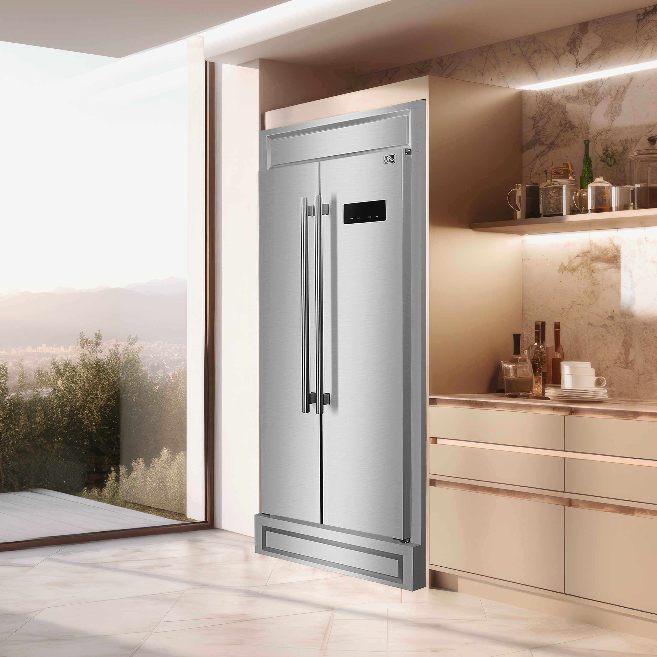 Forno Salerno 37-Inch Built-In Stainless Steel Refrigerator, 15.6 cu.f