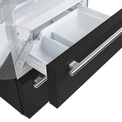 Refrigerador Forno Moena Espresso de 36 pulgadas, color negro, con puerta francesa, 19.2 pies cúbicos, antiescarcha, máquina de hielo automática, certificación ENERGY STAR