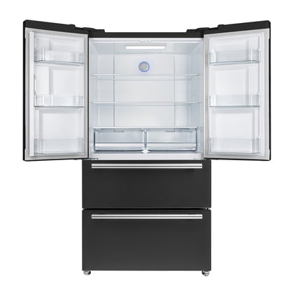 Refrigerador Forno Moena Espresso de 36 pulgadas, color negro, con puerta francesa, 19.2 pies cúbicos, antiescarcha, máquina de hielo automática, certificación ENERGY STAR