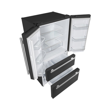 Refrigerador Forno Moena Espresso de 36 pulgadas, color negro, con puerta francesa, 19.2 pies cúbicos, antiescarcha, máquina de hielo automática, certificación ENERGY STAR