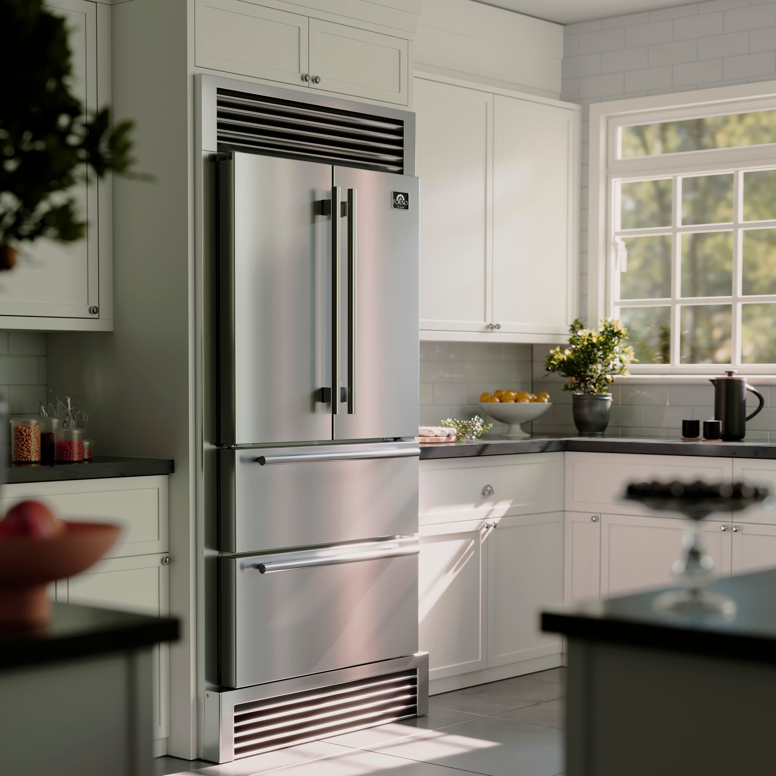 Forno Moena 40-Inch French Door Refrigerator, Stainless Steel