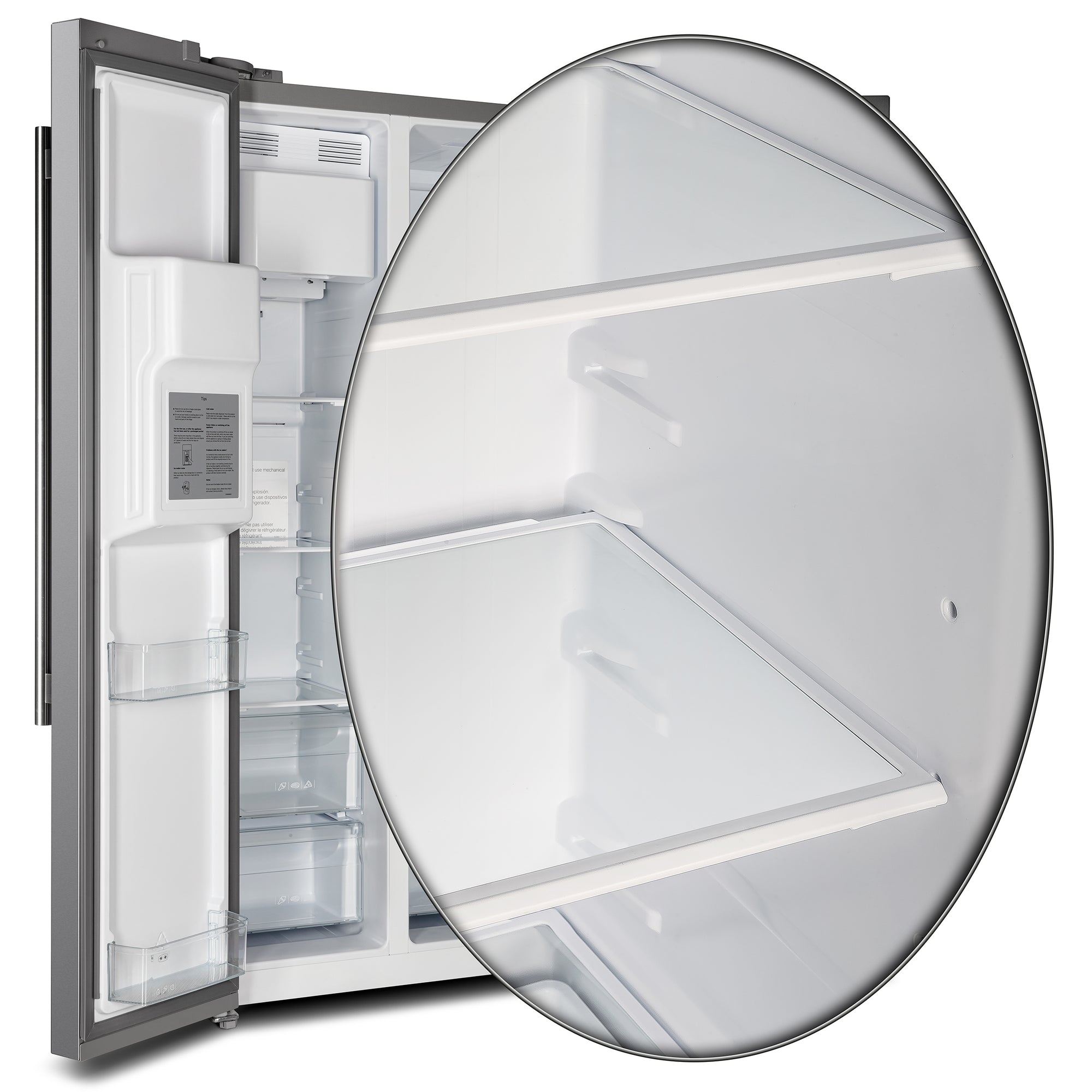 Forno Salerno 36" Side-by-Side Refrigerator and Freezer with 20 Cubic Ft.- Stainless Steel French Door Built-In Ice Maker Fridge on Fridge.com