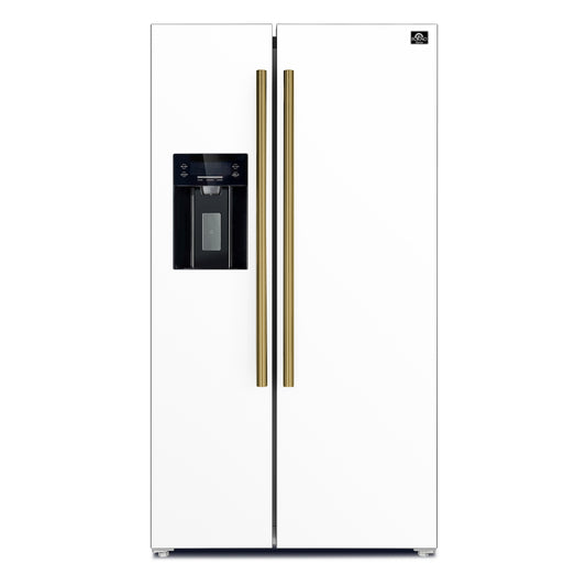 Refrigerador Forno Salerno Espresso de 36 pulgadas, blanco, de dos puertas verticales, 20 pies cúbicos, antiescarcha, con dispensador de hielo y agua, certificación ENERGY STAR