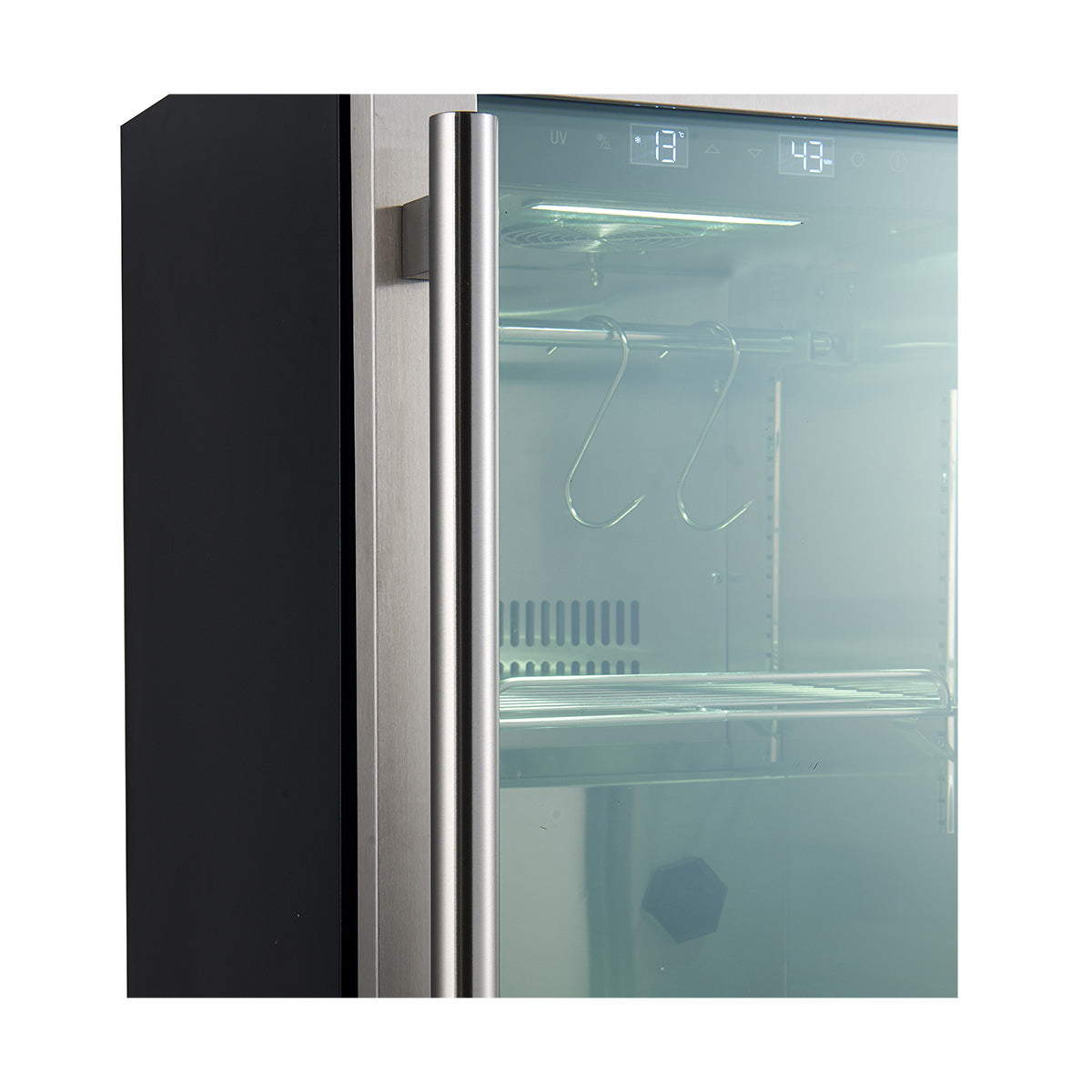 Gabinete de maduración en seco Forno Asciutto de 17 pulgadas, acero inoxidable 304, 1.84 pies cúbicos, iluminación LED, estantes ajustables