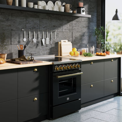 Cocina eléctrica independiente Forno Paolo de 30 pulgadas, color negro, 4.38 pies cúbicos, horno de convección real, eficiencia energética