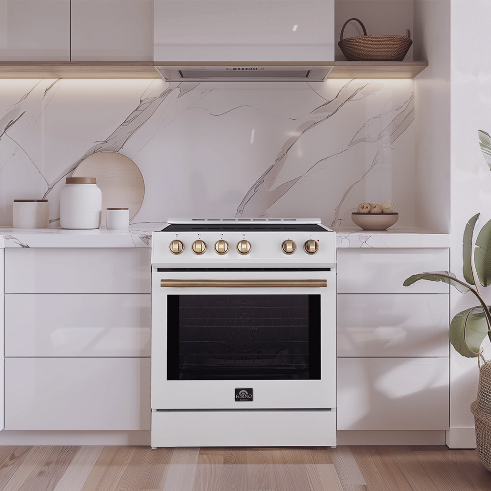 Forno Leonardo Espresso 30-Inch White Electric Range, True Convection, Energy Efficient - Forno Appliances