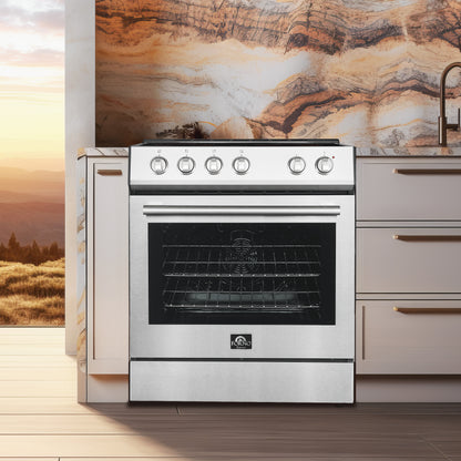 Forno Leonardo Espresso 30-Inch Stainless Steel Electric Range, True Convection, Energy Efficient - Forno Appliances