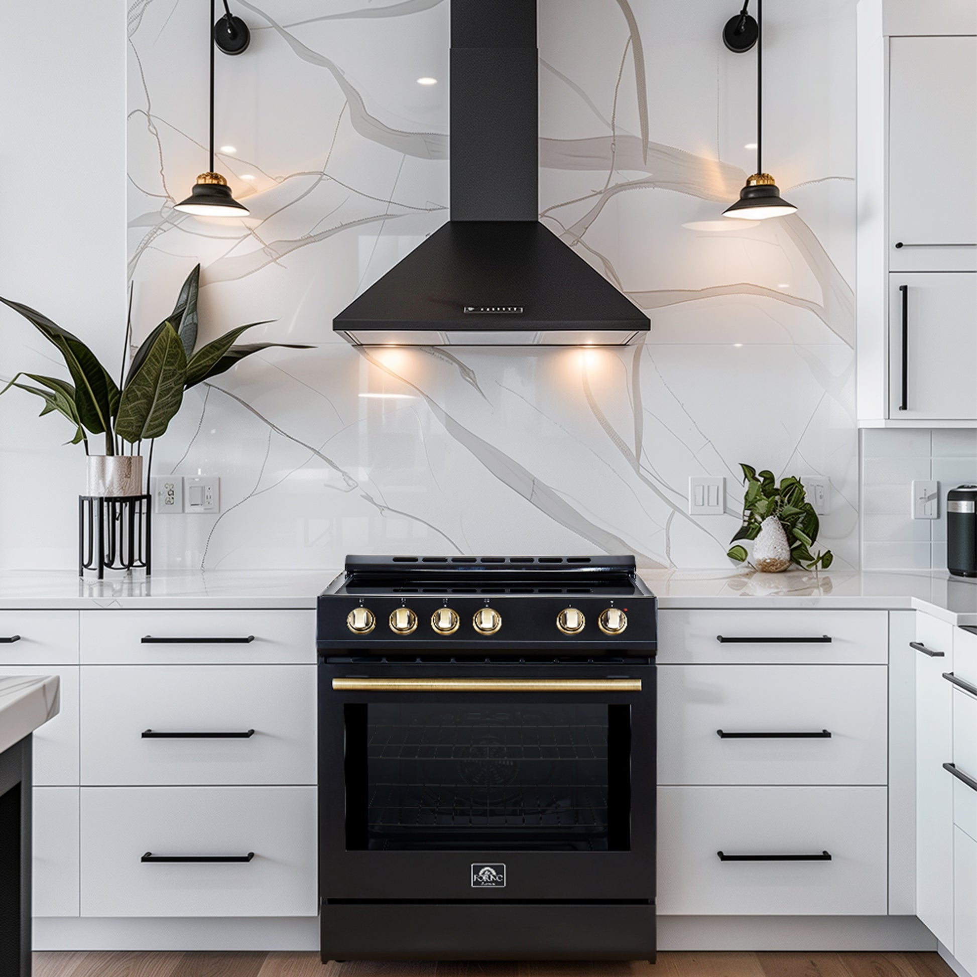 Forno Leonardo Espresso 30-Inch Black Electric Range, True Convection, Energy Efficient - Forno Appliances