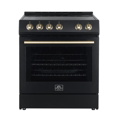 Forno Leonardo Espresso 30-Inch Black Electric Range, True Convection, Energy Efficient - Forno Appliances