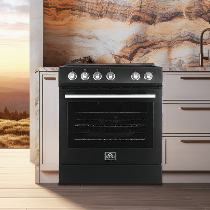 Forno Leonardo Espresso 30-Inch Black Electric Range, True Convection, Energy Efficient - Forno Appliances