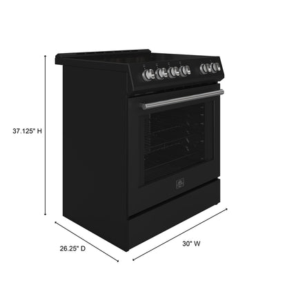 Forno Leonardo Espresso 30-Inch Black Electric Range, True Convection, Energy Efficient - Forno Appliances