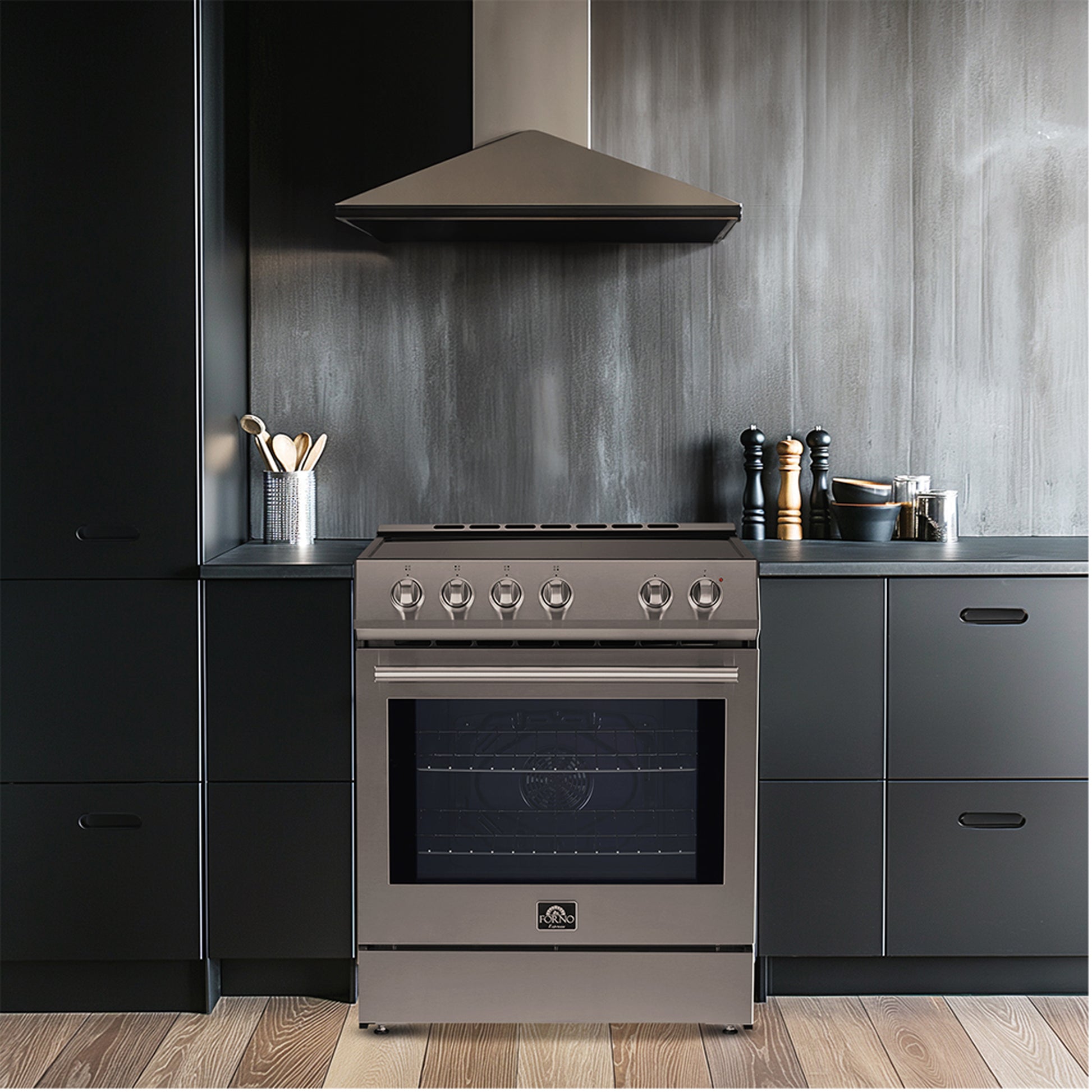 Forno Leonardo Espresso 30-Inch Stainless Steel Electric Range, True Convection, Energy Efficient - Forno Appliances