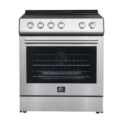 FORNO 2-Piece SS Kitchen Bundle - 30" Electric Range and 36" Bottom Freezer Refrigerator - Forno Appliances