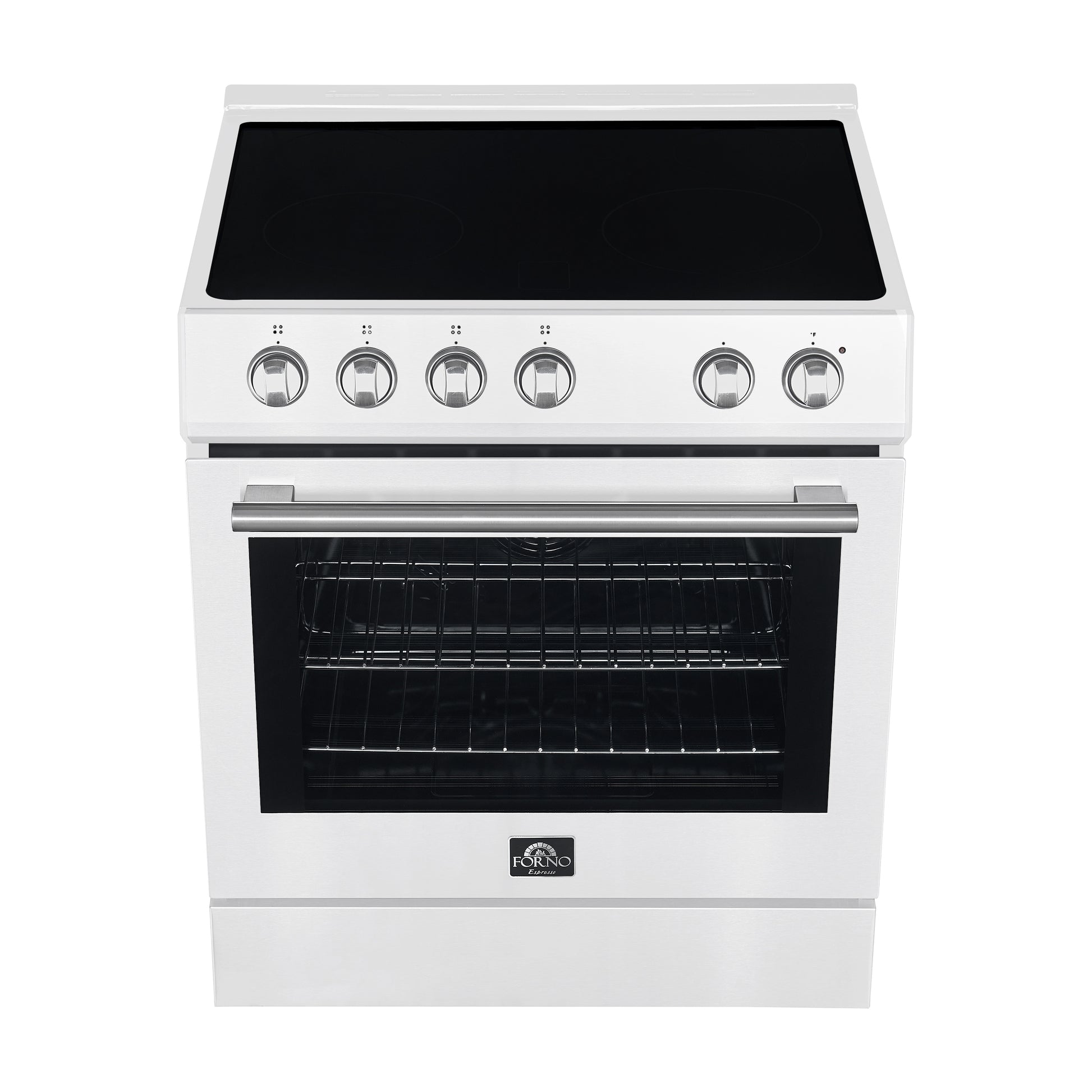 FORNO 2-Piece White Kitchen Bundle - 30" Electric Range and 36" Bottom Freezer Refrigerator - Forno Appliances