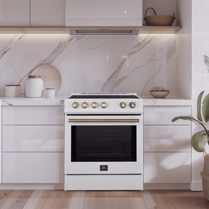 Cocina eléctrica blanca Forno Leonardo Espresso de 30 pulgadas, convección real, eficiencia energética