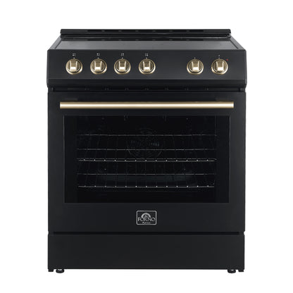 Cuisinière électrique noire Forno Leonardo Espresso de 30 pouces, convection véritable, écoénergétique