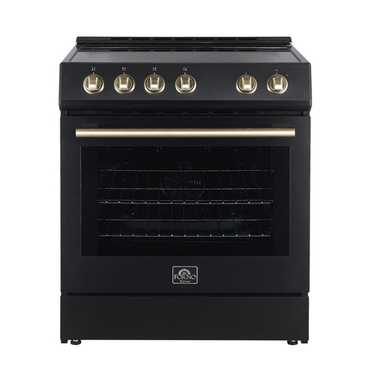 Cocina eléctrica Forno Leonardo Espresso de 30 pulgadas, color negro, convección real, eficiencia energética