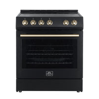 Forno Leonardo Espresso Cuisinière électrique noire de 30 pouces, véritable convection, économe en énergie